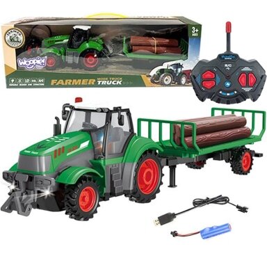 WOOPIE Nuotoliniu pultu valdomas RC traktorius su priekaba - mastelis 1:24