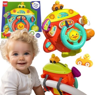 WOOPIE BABY Interaktyvus lėktuvo formos vairas, transporto priemonė tvirtinimui prie lovytės / vežimėlio, efektai 18m+