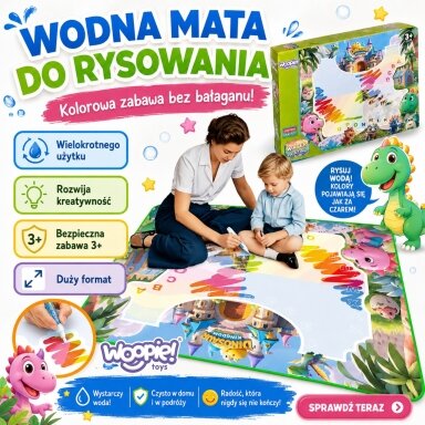 WOOPIE vandens piešimo kilimėlis vaikams su dinozaurais + priedai
