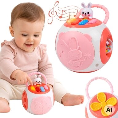 WOOPIE BABY edukacinis pianinas-triušiukas vaikams rožinis