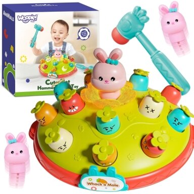 WOOPIE BABY Interaktyvus vikrumo žaidimas Įkalk morką Edukacinis Trenk plaktuku į kurmį