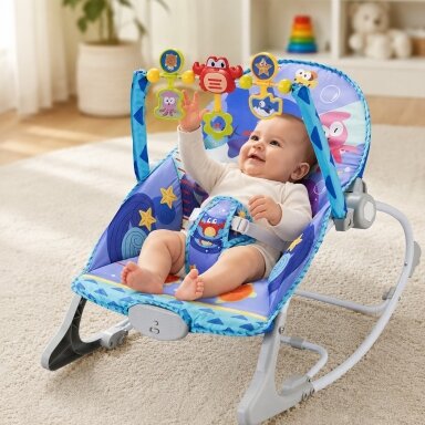 WOOPIE BABY supynės-gultukas 2in1 Krabas interaktyvus vibruoja melodijos