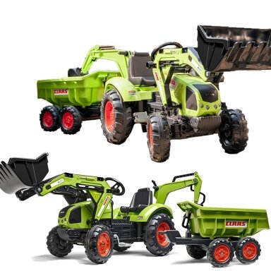 FALK pedalinis traktorius Claas Axos 330 su ekskavatorium ir priekaba 3–7 m.