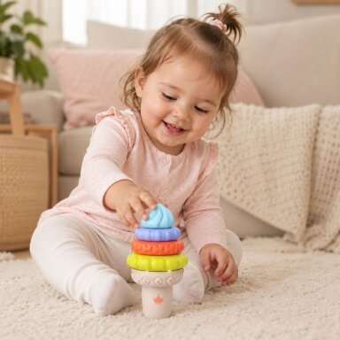 WOOPIE BABY Muzikinis edukacinis ledas Sensorinė dėlionė 5 el. Garsas Šviesos