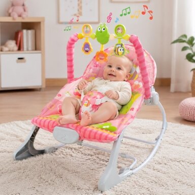 WOOPIE BABY Gultukas supynė su vibracija ir žaislų lanku rožinis