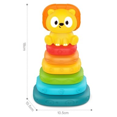 WOOPIE BABY Sensorinė piramidė Bokštas Dėlionė Liūtas 6m+