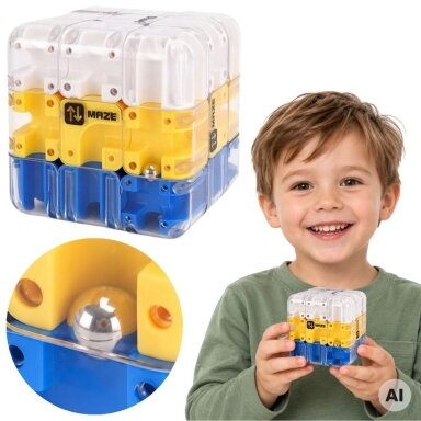 WOOPIE galvosūkis loginis žaidimas 3D labirinto kubas mėlynas