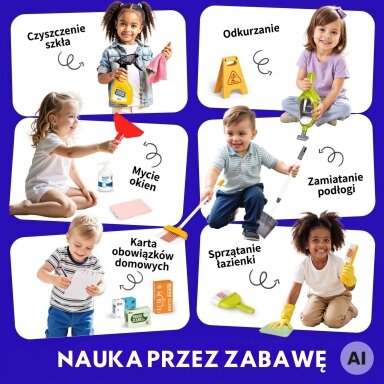 Woopie valymo rinkinys vaikams vežimėlis siurblys priedai XXL 22 vnt.