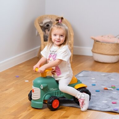 FALK Baby Maurice žalias vintažinis traktoriukas su priekaba nuo 1 iki 3 metų