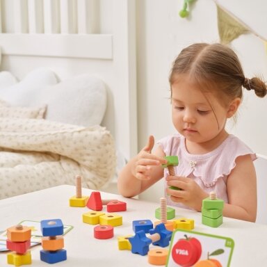 VIGA Varžtai Veržlės Montessori žaislas Spalvų derinimas 30 EL