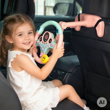 WOOPIE Interaktyvus automobilio vairas su švieselėmis rožinis
