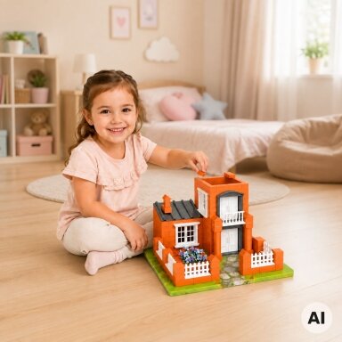 WOOPIE Vila iš plytelių Konstrukcinis rinkinys DIY 458 vnt. Statomas namelis vaikams 3+