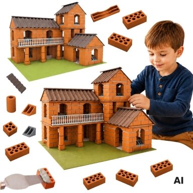 WOOPIE DIY konstrukcinis rinkinys Vila iš plytelių 461 vnt. vaikams