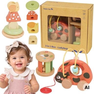 TOOKY TOY Edukacinis žaidimų rinkinys Boružėlė 3in1