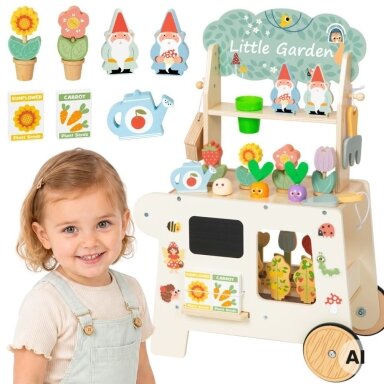 TOOKY TOY Sodo vežimėlis Parduotuvėlė Medinis Montessori 57 el.
