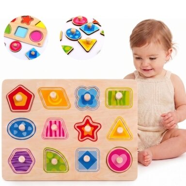TOOKY TOY Dėlionė Montessori formų mokymasis su smeigtukais
