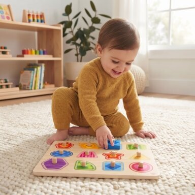 TOOKY TOY Dėlionė Montessori formų mokymasis su smeigtukais