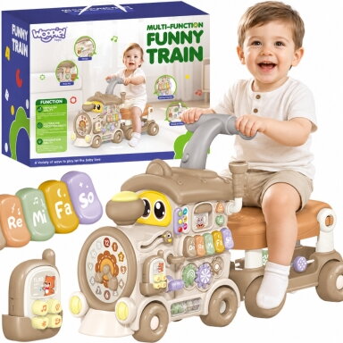 WOOPIE BABY interaktyvus traukinukas, stumdukas ir paspirtukas 3w1, lavinamasis, su garsais ir šviesomis WOOPIE BABY interaktyvus traukinukas, stumdukas ir paspirtukas 3w1, lavinamasis, su garsais ir šviesomis