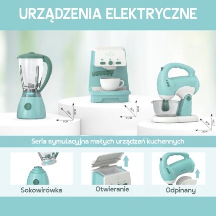 WOOPIE Buitinės technikos 3 viename rinkinys: kavos aparatas, mikseris, trintuvas, garso ir šviesos efektai 6 WOOPIE Buitinės technikos 3 viename rinkinys: kavos aparatas, mikseris, trintuvas, garso ir šviesos efektai 6