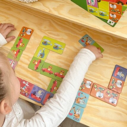 WOOPIE edukacinis žaidimas Transportas Gyvūnai Puzzle Domino Montessori 4