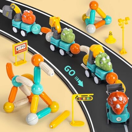 WOOPIE magnetinės konstravimo kaladėlės Dinozaurai 84 el. 7 WOOPIE magnetinės konstravimo kaladėlės Dinozaurai 84 el. 7