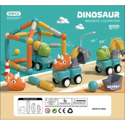 WOOPIE magnetinės konstravimo kaladėlės Dinozaurai 84 el. 15 WOOPIE magnetinės konstravimo kaladėlės Dinozaurai 84 el. 15