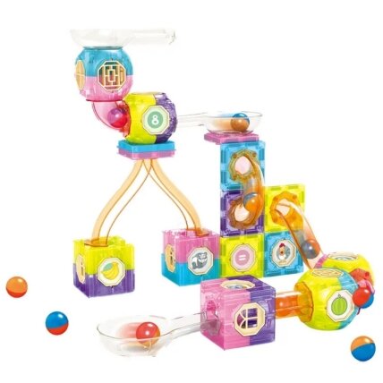WOOPIE Magnetinės kaladėlės Kamuoliukų trasos rinkinys 89 el. 6