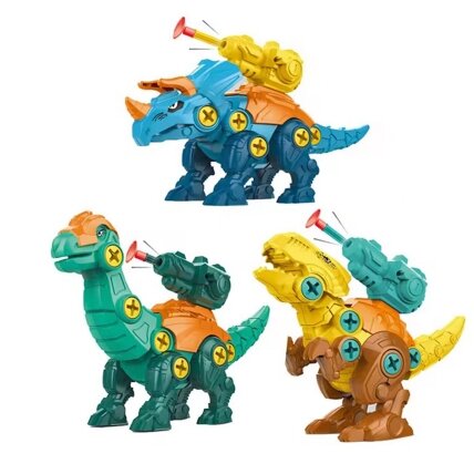 WOOPIE Dinozaurų suveržimo rinkinys 3 vnt. Konstrukcinis rinkinys dėžutėje + gręžtuvas ir atsuktuvas 10