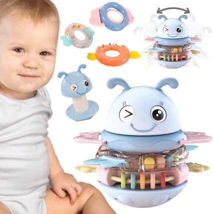 WOOPIE Baby Vanka Vstanka sensorinis žaislas 2in1 barškutis kramtukas WOOPIE Baby Vanka Vstanka sensorinis žaislas 2in1 barškutis kramtukas