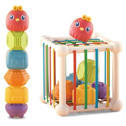 WOOPIE BABY Elastingas sensorinis kubas – rūšiuoklis vaikams Gyvūnėliai + barškutis 7 el. WOOPIE BABY Elastingas sensorinis kubas – rūšiuoklis vaikams Gyvūnėliai + barškutis 7 el.