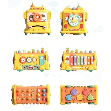 WOOPIE BABY Interaktyvus Montessori edukacinis autobusas 6in1 Plaktukas Ksilofonas +18 mėn. 4