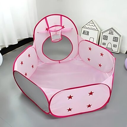 WOOPIE 3in1 palapinė Princesės rūmai XXL Namelis Tunelis Sausas baseinas 7 WOOPIE 3in1 palapinė Princesės rūmai XXL Namelis Tunelis Sausas baseinas 7