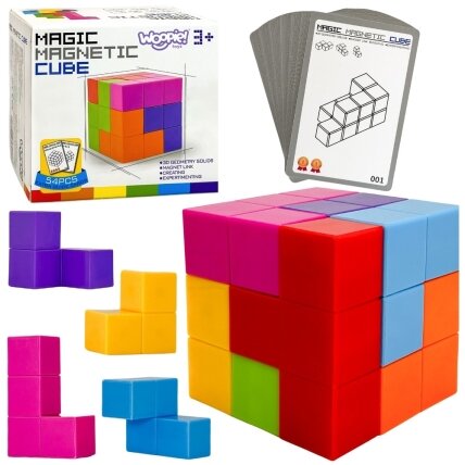 WOOPIE Magnetinių 3D Tetris kaladėlių dėlionė su kortelių rinkiniu