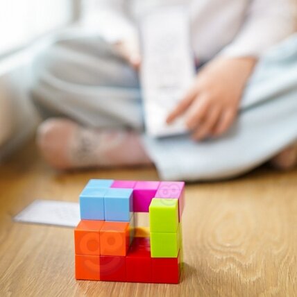 WOOPIE Magnetinių 3D Tetris kaladėlių dėlionė su kortelių rinkiniu 3