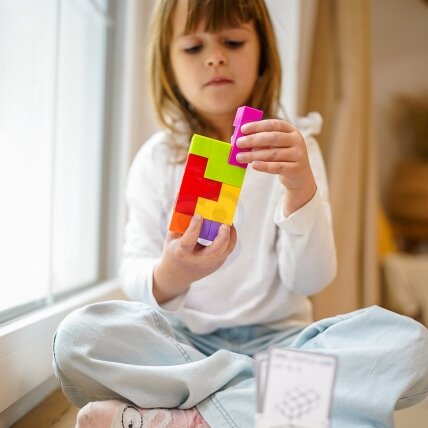 WOOPIE Magnetinių 3D Tetris kaladėlių dėlionė su kortelių rinkiniu 4