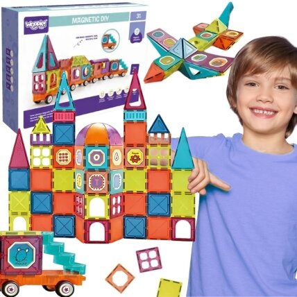 WOOPIE 3D magnetinės kaladėlės, traukinio rinkinys 71 el.