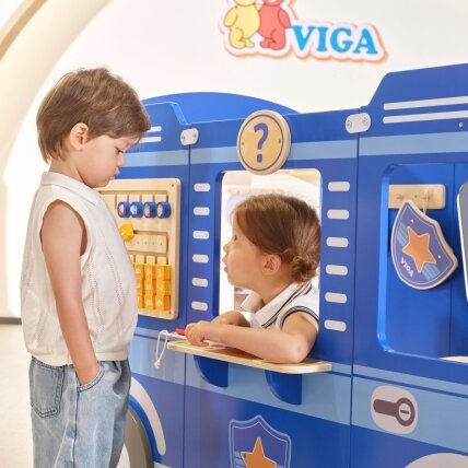 VIGA Didelis medinis policijos radiovežis edukacinis rinkinys vaikams Policija 3