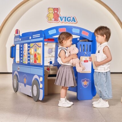 VIGA Didelis medinis policijos radiovežis edukacinis rinkinys vaikams Policija 6