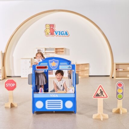 VIGA Didelis medinis policijos radiovežis edukacinis rinkinys vaikams Policija 10