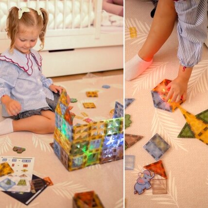 WOOPIE magnetiniai konstrukciniai šviečiantys 3D kaladėlės Gyvūnų pasaulis 124 el. 4