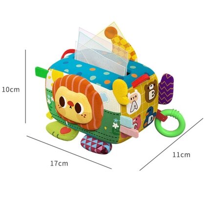 WOOPIE BABY edukacinis sensorinis žaislas Ponia Etiketė Servetėlių dėžutė 8
