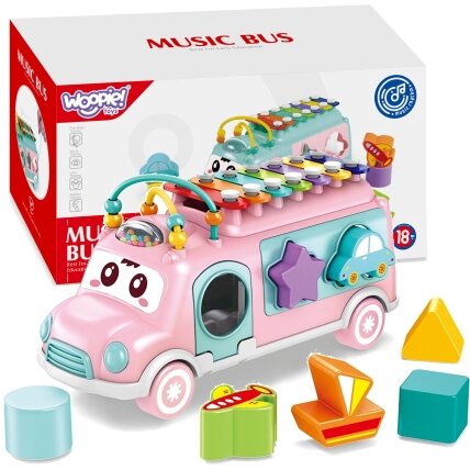 WOOPIE BABY Muzikinis automobiliukas – rūšiuoklė su ksilofonu, rožinis