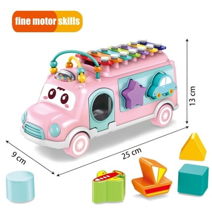 WOOPIE BABY Muzikinis automobiliukas – rūšiuoklė su ksilofonu, rožinis 4