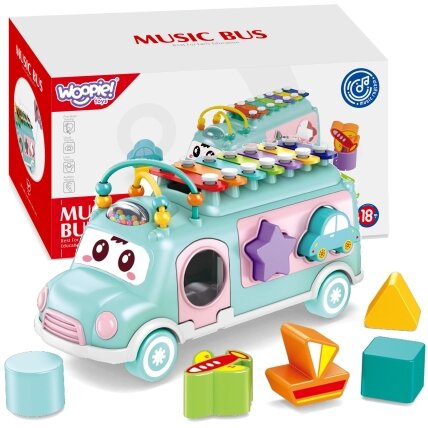 WOOPIE BABY Muzikinis automobiliukas-rūšiuoklis su ksilofonu, žalias