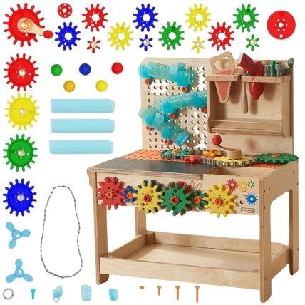 MASTERKIDZ Medinis Montessori STEM darbastalis su įrankiais + priedai