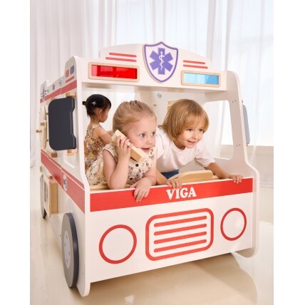 VIGA Didelis medinis greitosios pagalbos automobilis – mažųjų gelbėtojų rinkinys, priedai 25 vnt. 6 VIGA Didelis medinis greitosios pagalbos automobilis – mažųjų gelbėtojų rinkinys, priedai 25 vnt. 6