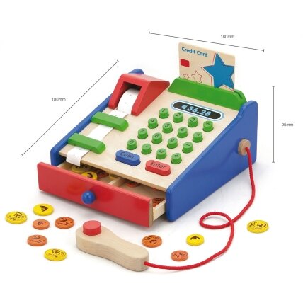 VIGA medinė parduotuvės kasa su priedais – Montessori skeneris 7 VIGA medinė parduotuvės kasa su priedais – Montessori skeneris 7
