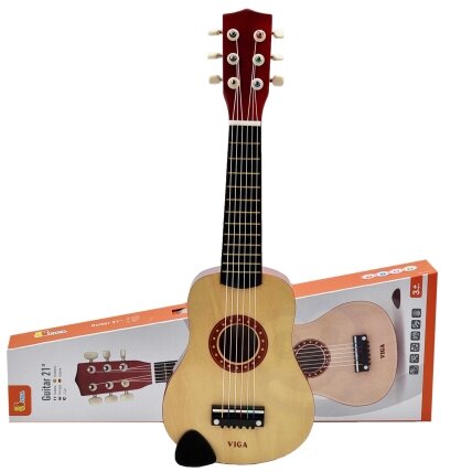 Viga medinė vaikiška gitara, natūrali 21 colio, 6 stygų Viga medinė vaikiška gitara, natūrali 21 colio, 6 stygų