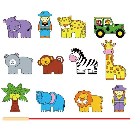 VIGA Medinė suveriama ir perveriama dėlionė – Safari ZOO kaladėlės Montessori 2