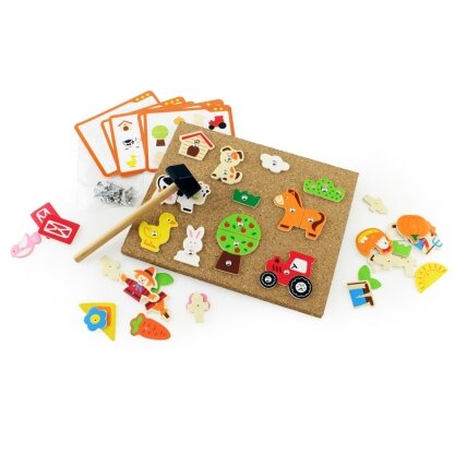 VIGA medinė kalimo mozaika Ūkis kamštinė lenta Montessori 7